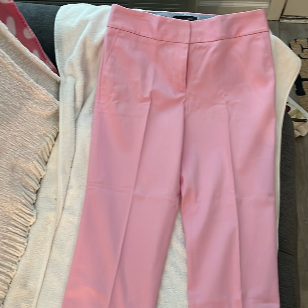 Talbots crop pink cotton pique pant size 2 missy front zipper.